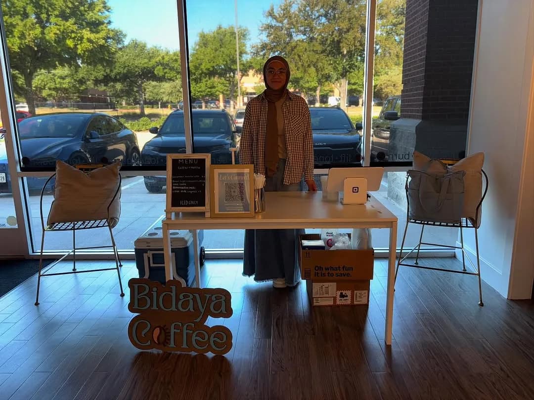 Bidaya coffee cart set up and ready to serve at Pure Barre Coppell