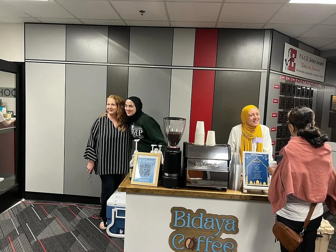 Bidaya coffee cart serving teachers and staff at Coppell Middle School East
